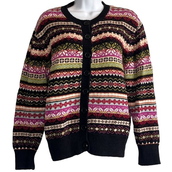 Vintage Sweaters - Vintage Multicolor Patterned Cardigan Tiara International